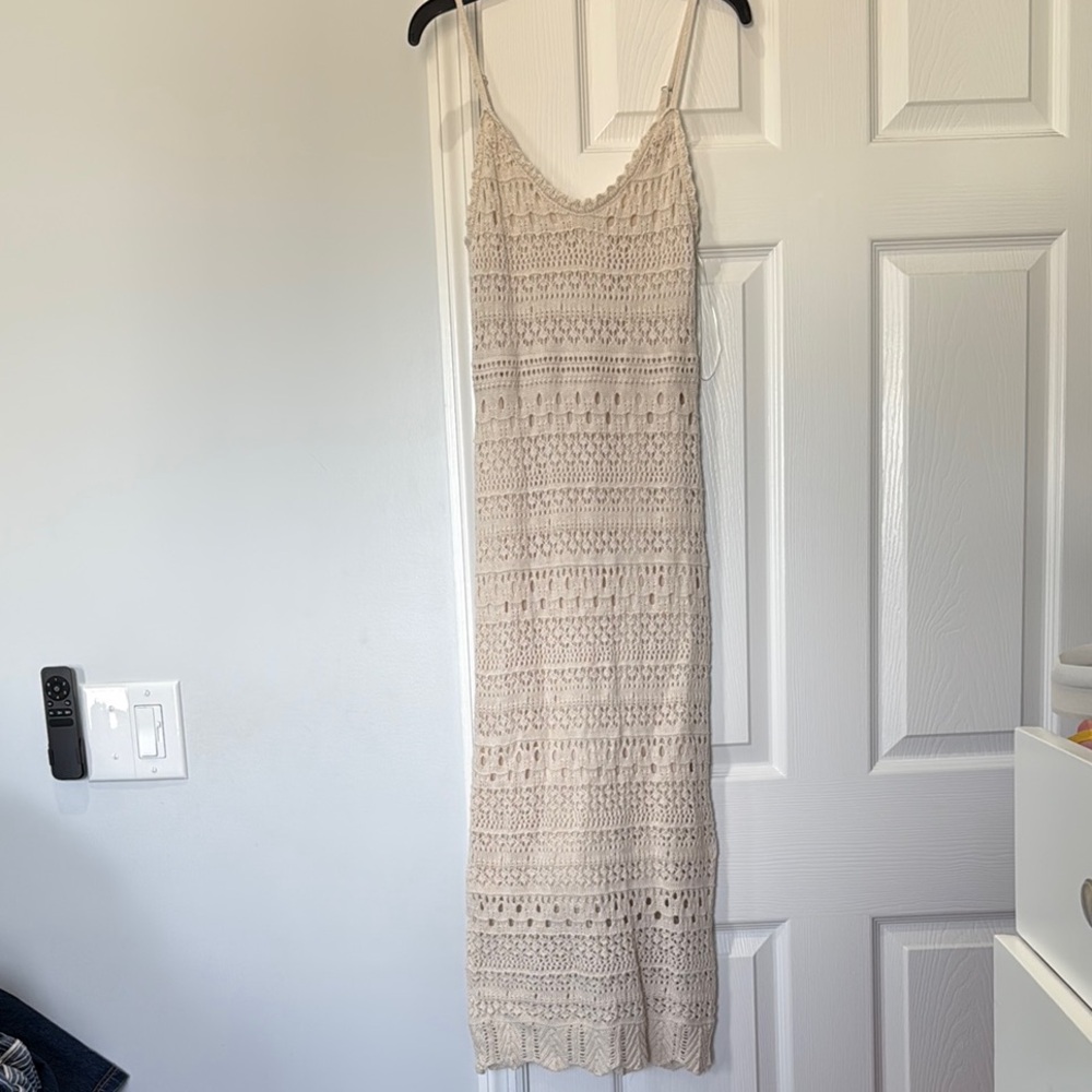 Midi Cream Crotchet Dress